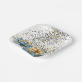 青と金ゴールドの紙プレート ペーパープレート (傾斜あり)