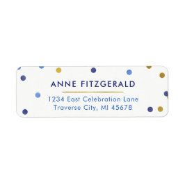 青と金ゴールドの紙吹雪差出人住所ラベル ラベル