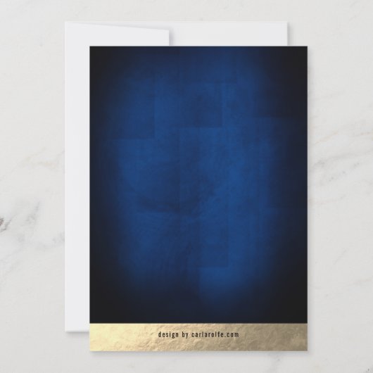 青と金ゴールドの紙吹雪驚きの退職パーティー 招待状 (裏面)