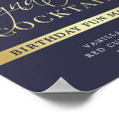 青と金ゴールドの紙吹雪 |シグネチャーカクテルの署名 ポスター (角)