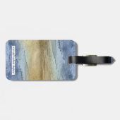 青と金ゴールドの結婚式の日付を保存 ラゲッジタグ (裏面横)