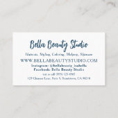 青と金ゴールドの美容師美容師 名刺 (裏面)