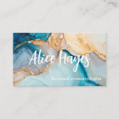 青と金ゴールドの美容師美容師 名刺 (正面)