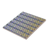 青と金ゴールドの羽お洒落根模様 タイル (側面)