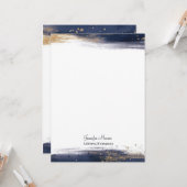 青と金ゴールドの色のブラシストロークパーソナライズされた カード (正面/裏面インサイチュ)