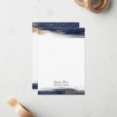 青と金ゴールドの色のブラシストロークパーソナライズされた ノートカード (正面/裏面インサイチュ)