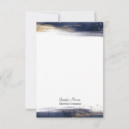 青と金ゴールドの色のブラシストロークパーソナライズされた ノートカード