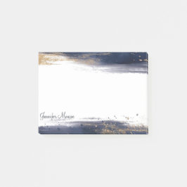 青と金ゴールドの色のブラシストロークパーソナライズされた ポストイット