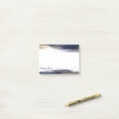 青と金ゴールドの色のブラシストロークパーソナライズされた ポストイット (デスク上)