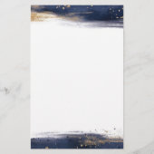 青と金ゴールドの色のブラシストロークパーソナライズされた 便箋 (裏面)