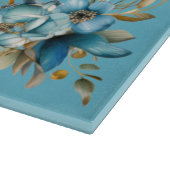 青と金ゴールドの花シャバットチャラボード カッティングボード (角)