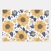 青と金ゴールドの花包み紙セット ラッピングペーパーシート (正面3)