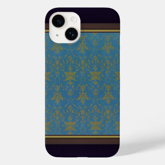 青と金ゴールドの花柄 Case-Mate iPhoneケース (裏面)
