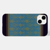 青と金ゴールドの花柄 Case-Mate iPhoneケース (裏面 (横))