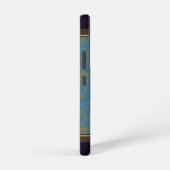 青と金ゴールドの花柄 SAMSUNG GALAXYケース (右側面)