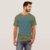 青と金ゴールドの花柄 Tシャツ (正面フル)