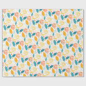 青と金ゴールドの葉のデザイン包装紙 ラッピングペーパー (フラット)