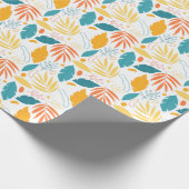 青と金ゴールドの葉のデザイン包装紙 ラッピングペーパー (角)