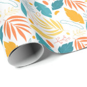 青と金ゴールドの葉のデザイン包装紙 ラッピングペーパー (ロールコーナー)