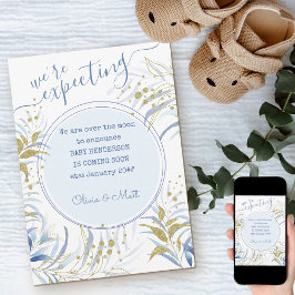 青と金ゴールドの葉の妊娠を期待していた 案内状