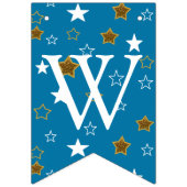 青と金ゴールドの赤ちゃんシャワーようこそ世界のフットプリント バンティングフラッグ (第2の旗)