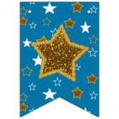 青と金ゴールドの赤ちゃんシャワーようこそ世界のフットプリント バンティングフラッグ (第1の旗)