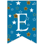 青と金ゴールドの赤ちゃんシャワーようこそ世界のフットプリント バンティングフラッグ (第3の旗)