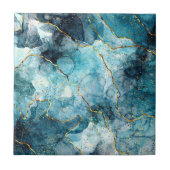 青と金ゴールドの輝く大理石セラミックタイル タイル (正面)