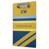 青と金ゴールドの追加の名前イニシャル事務所 クリップボード (左)