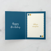 青と金ゴールドの追加フォト姪の誕生日 カード (内部)