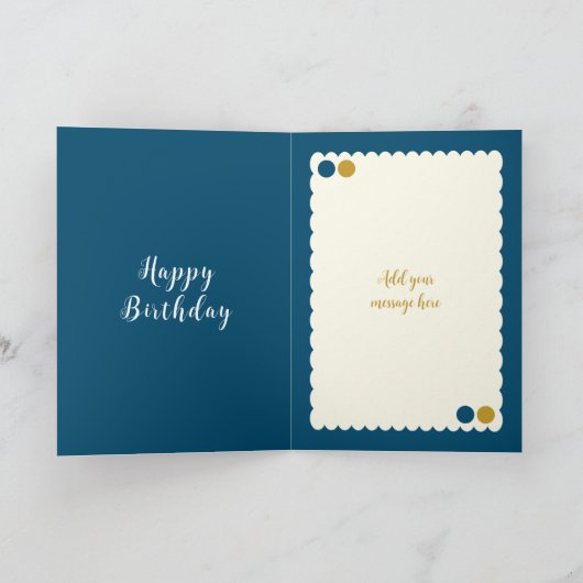 青と金ゴールドの追加フォト姪の誕生日 カード (内部)