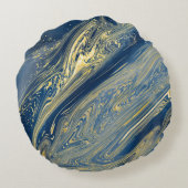 青と金ゴールドの金属製の丸枕 ラウンドクッション (裏面)