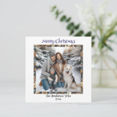 青と金ゴールドの雪だるま | 家族の写真クリスマス シーズンカード (スタンド正面)