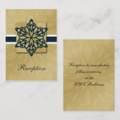 青と金ゴールドの雪の冬の結婚式 エンクロージャーカード (正面/裏面)