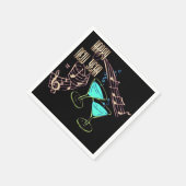 青と金ゴールドの音楽とカクテル新年のナプキン スタンダードカクテルナプキン (角)