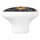 青と金ゴールドの頭 セラミックノブ (側面)