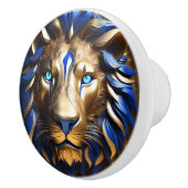 青と金ゴールドの頭 セラミックノブ (右)