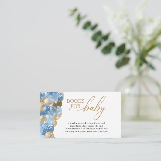 青と金ゴールドの風船のベビー エンクロージャーカード (スタンド正面)