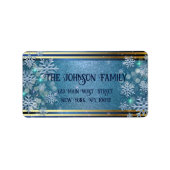 青と金ゴールドの魔法のクリスマスウィンターワンダーランド ラベル (正面)