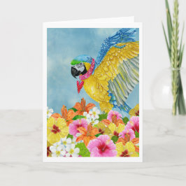 青と金ゴールドのMacaw Waterカラーのグリーティ空白のングカード カード