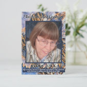 青と金ゴールドひまわりアートと引用文 サンキューカード (スタンド正面)