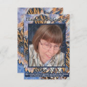 青と金ゴールドひまわりアートと引用文 サンキューカード (正面/裏面)