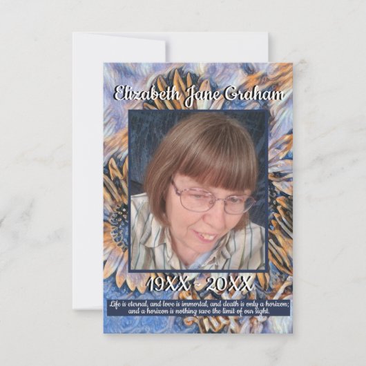 青と金ゴールドひまわりアート |写真 |引用文 (正面)