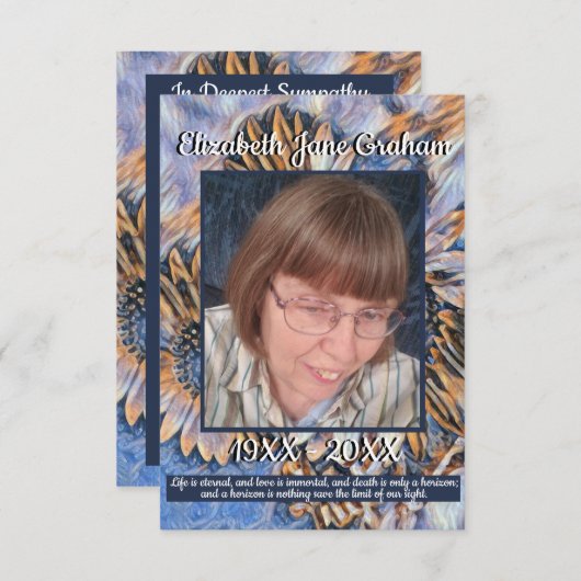 青と金ゴールドひまわりアート |写真 |引用文 (正面/裏面)