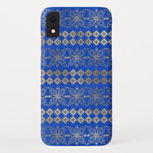 青と金ゴールドぼうフローラ曼荼羅模様 Case-Mate iPhoneケース (裏面)