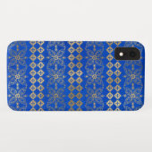 青と金ゴールドぼうフローラ曼荼羅模様 Case-Mate iPhoneケース (裏面(横))