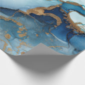 青と金ゴールドを重ねた大理石包み紙 ラッピングペーパー (角)