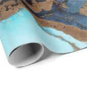 青と金ゴールドを重ねた大理石包み紙 ラッピングペーパー (ロールコーナー)
