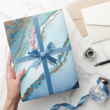 青と金ゴールドを重ねた大理石包み紙