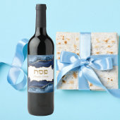 青と金ゴールドアガテヘブルパスソーバーセッダー ワインラベル